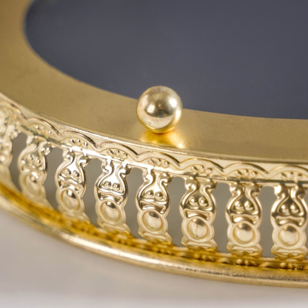 Set Of 3 Oval Metal Tray Gold Nestasia
