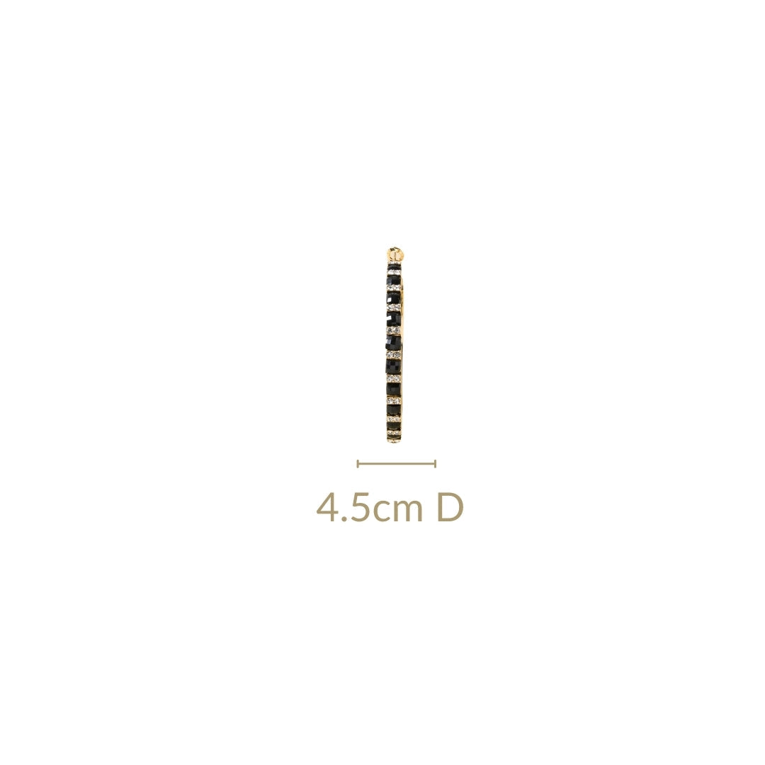 Gold And Black Lattice Hoop Earrings Nestasia
