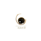 Gold And Black Semi Hoop Earrings With Beads Nestasia