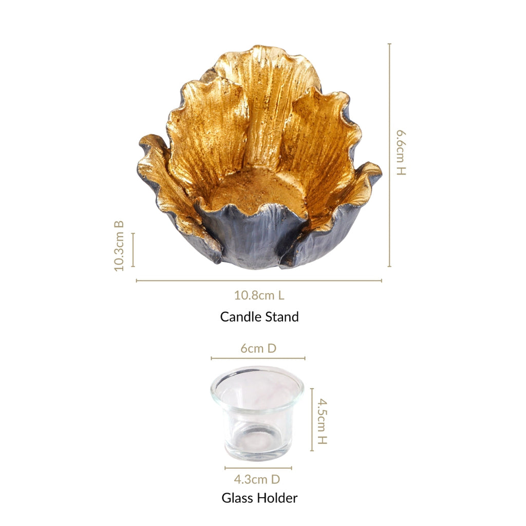 Gold Petal Candle Holder Nestasia