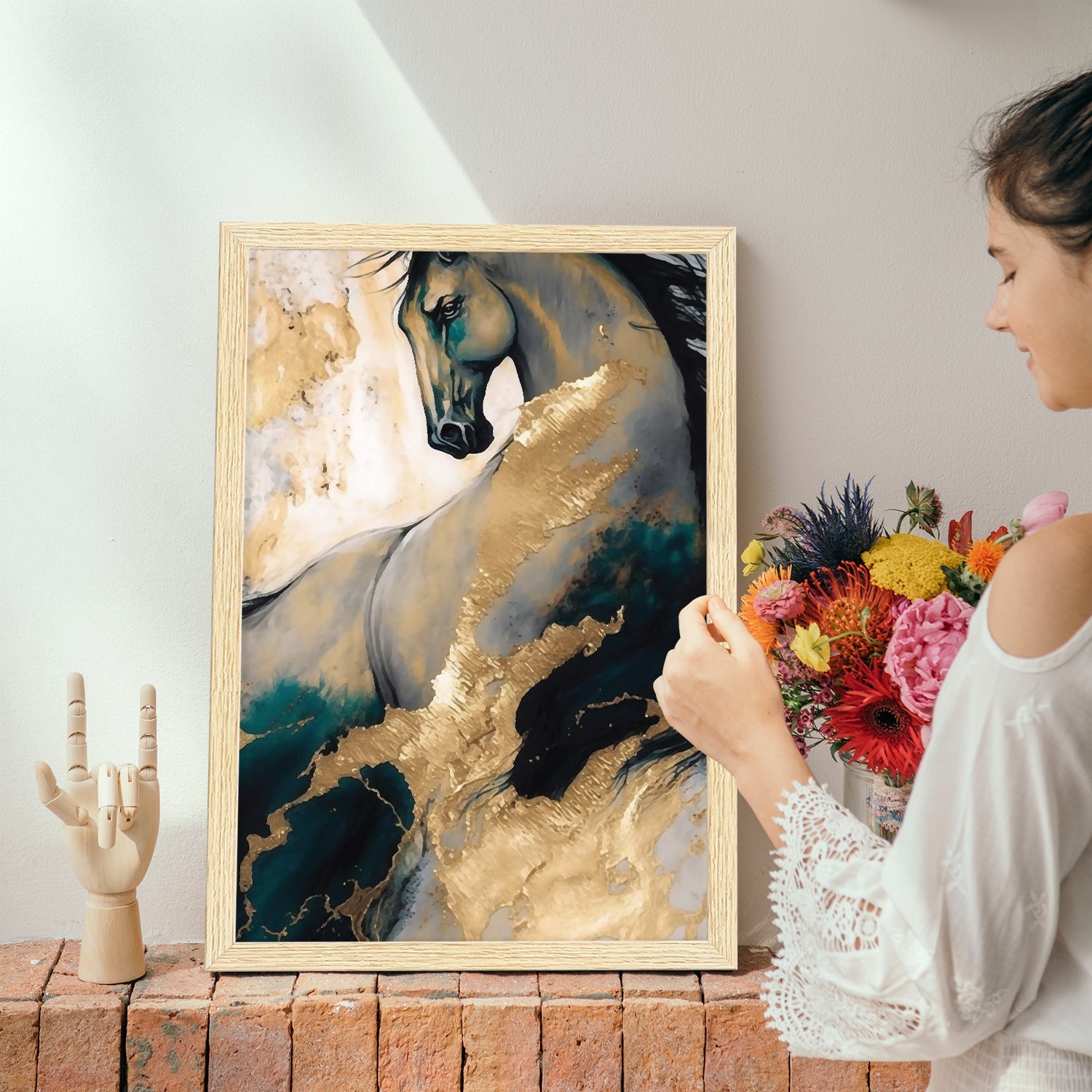 Horses Abstract Art Paintings, Painting For Wall Living Room, Set of 3 AXIII-25-HOR ArtX