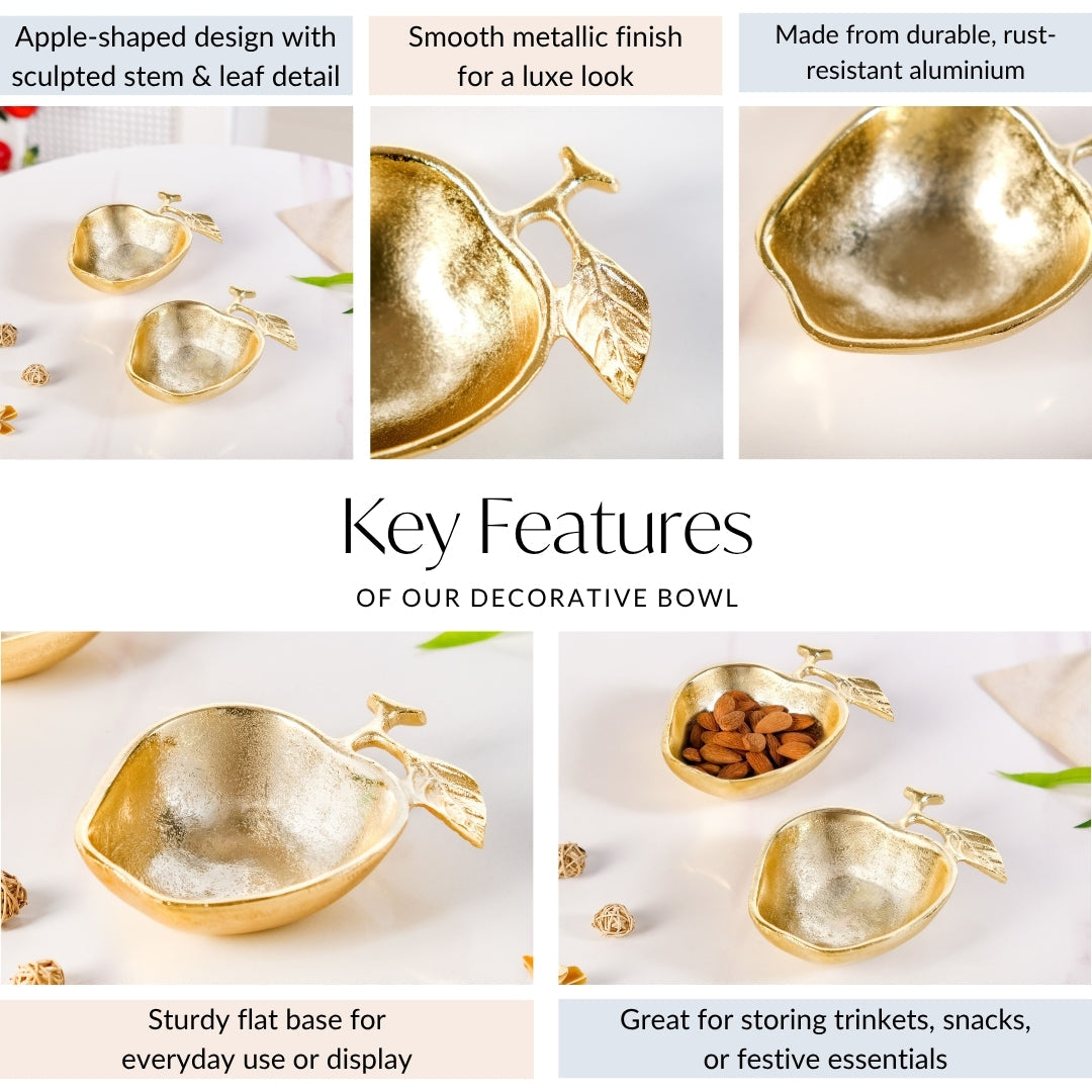 Golden Apple Trinket Bowl Set Of 2 Nestasia