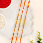 Golden Beads Orange Rakhi Gift Set Nestasia
