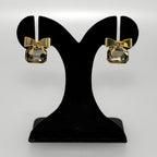 Golden Bow Jeweled Studs Nestasia