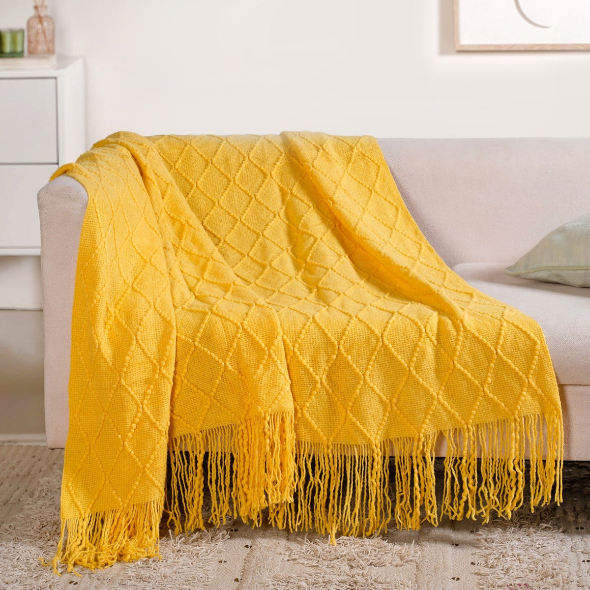 Sweet Corn Yellow Couch Throw Nestasia