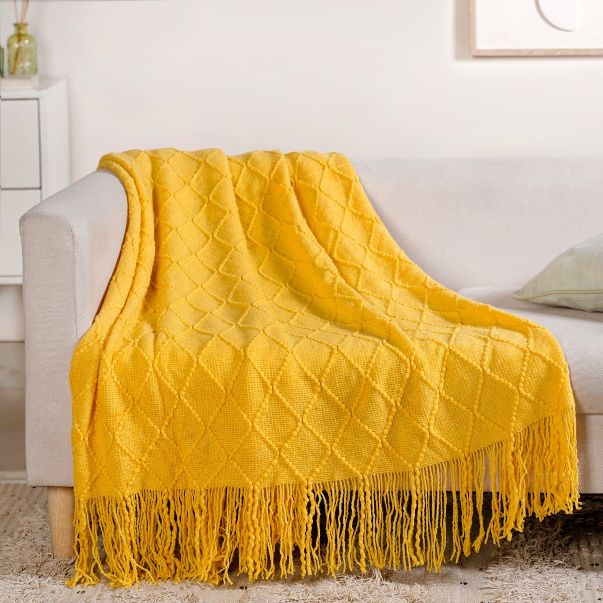 Sweet Corn Yellow Couch Throw Nestasia
