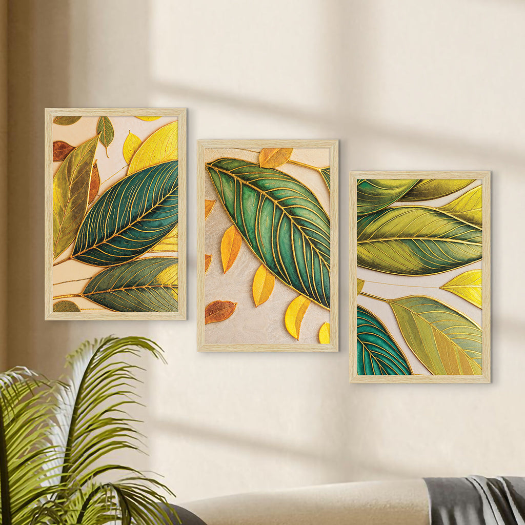 Floral Abstract Art Paintings, Painting For Wall Living Room, Set of 3 AXIII-52-ABS ArtX