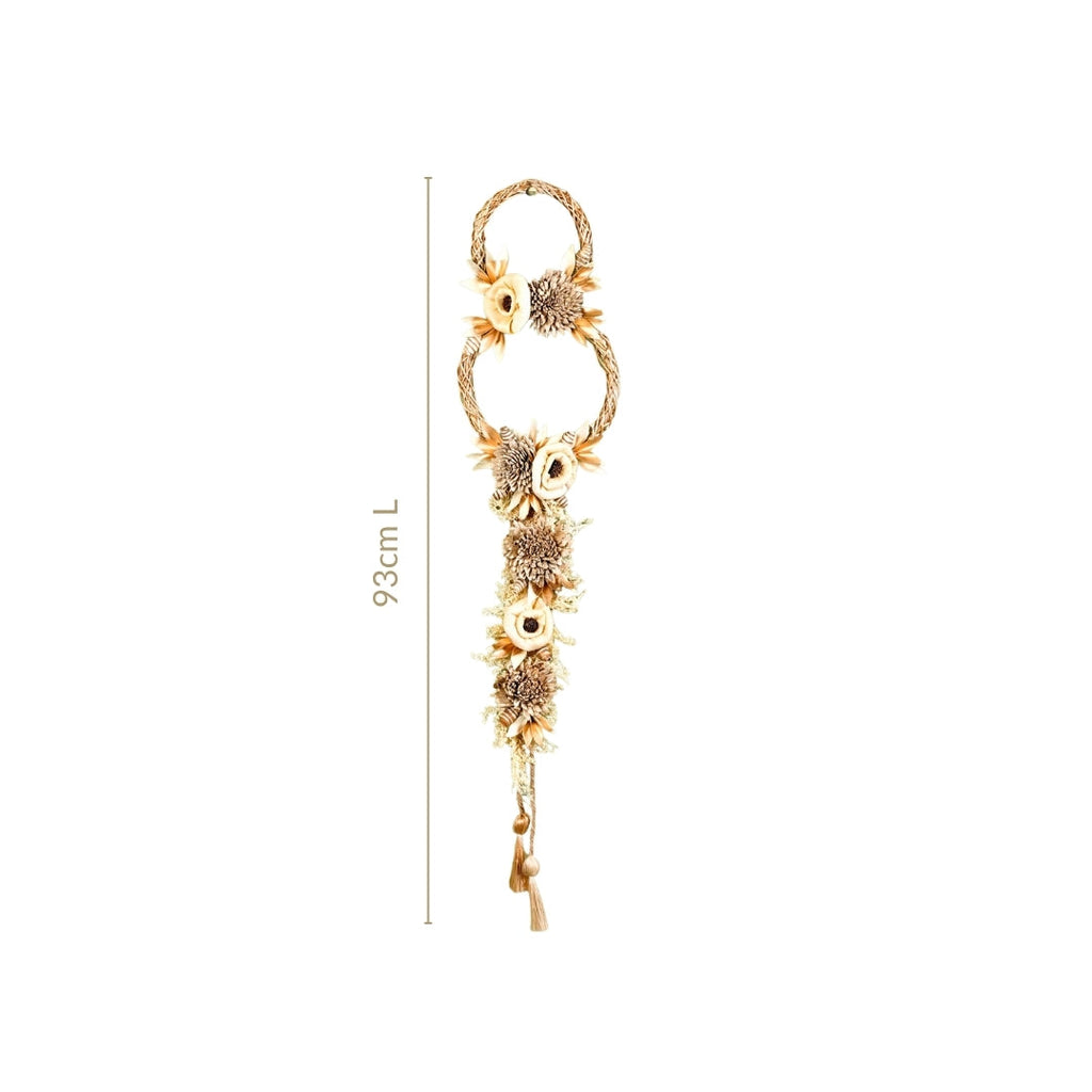 Golden Rings Dried Natural Flower Wall Hanging Nestasia