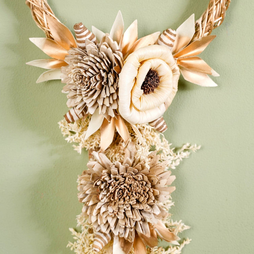 Golden Rings Dried Natural Flower Wall Hanging Nestasia