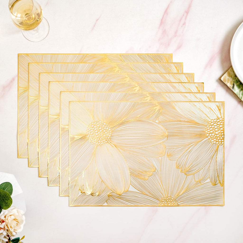 Luxe Golden Petals Table Mat Set Of 6 Nestasia