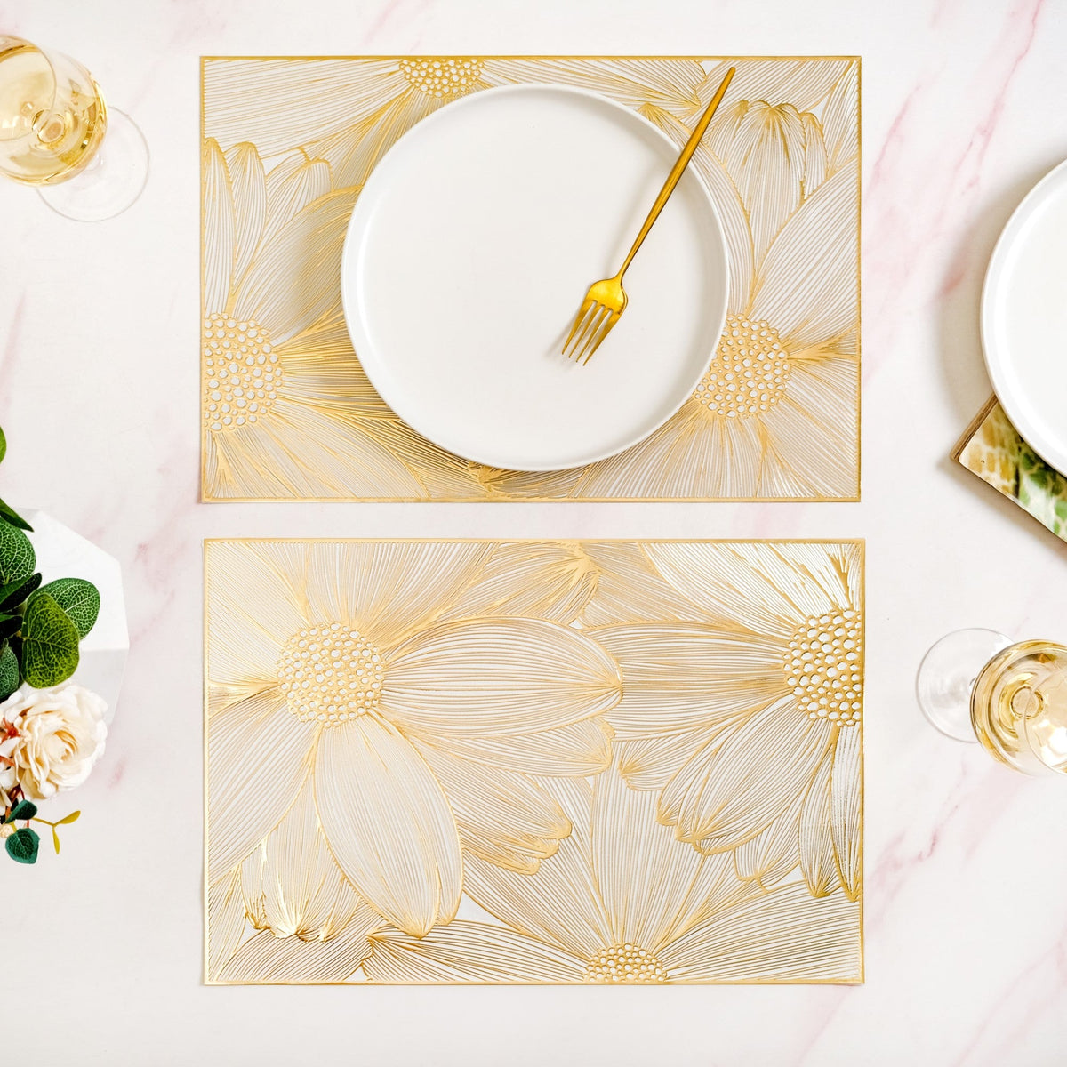 Luxe Golden Petals Table Mat Set Of 6 Nestasia