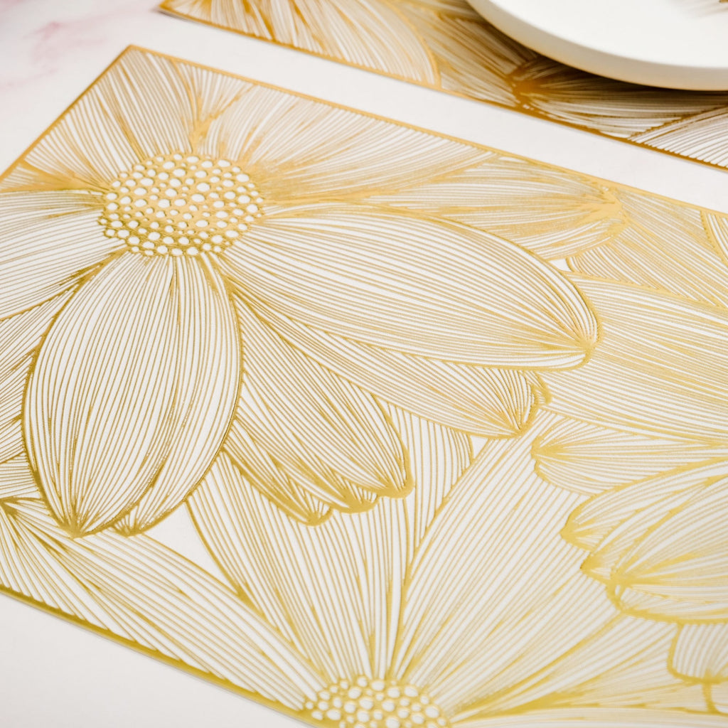 Luxe Golden Petals Table Mat Set Of 6 Nestasia
