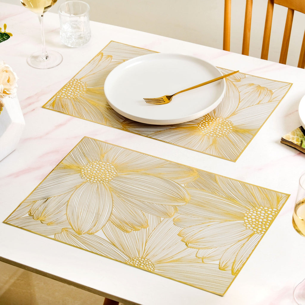 Luxe Golden Petals Table Mat Set Of 6 Nestasia