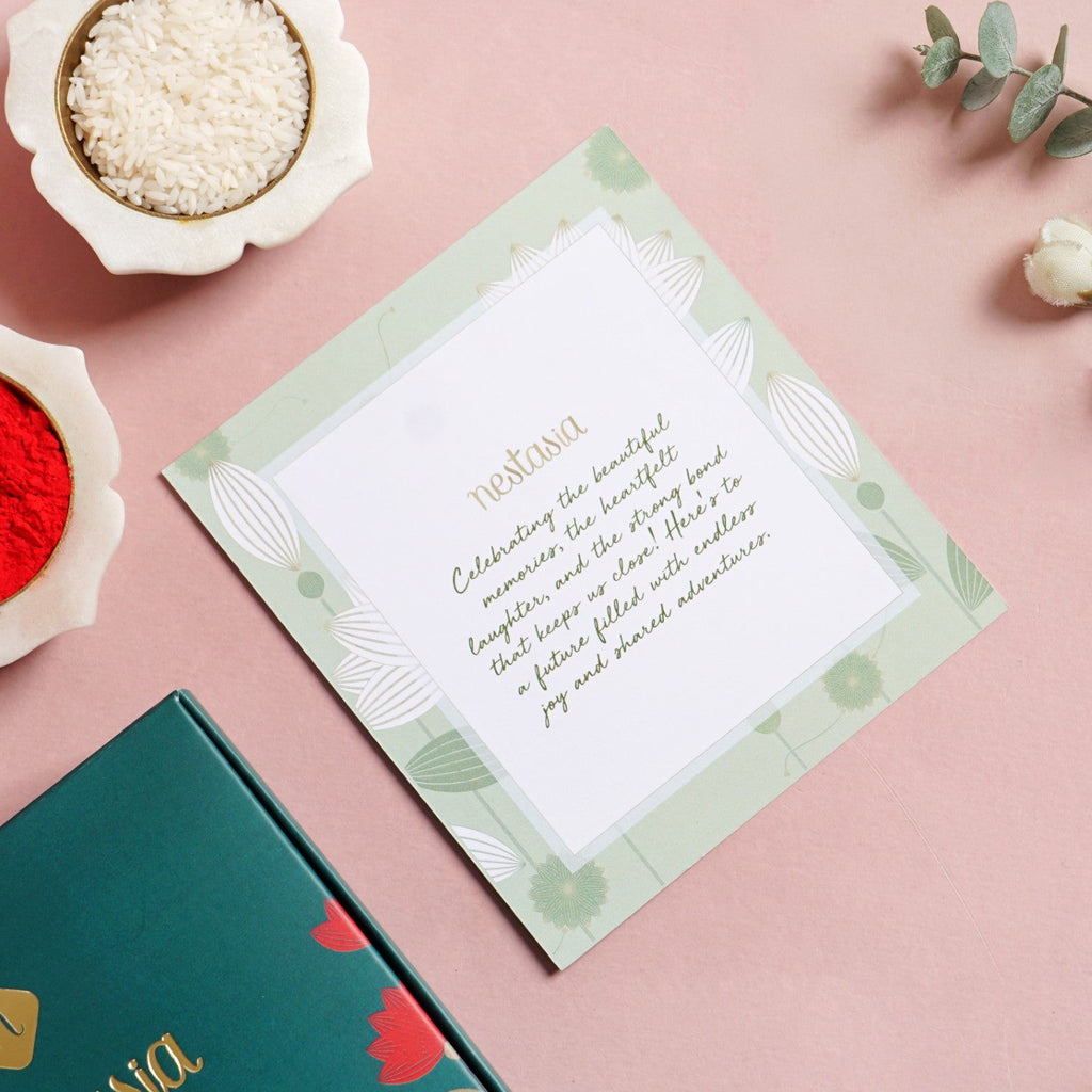 Peach Radiance Rakhi Lumba Set Nestasia