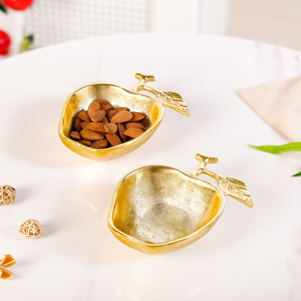 Golden Apple Trinket Bowl Set Of 2 Nestasia