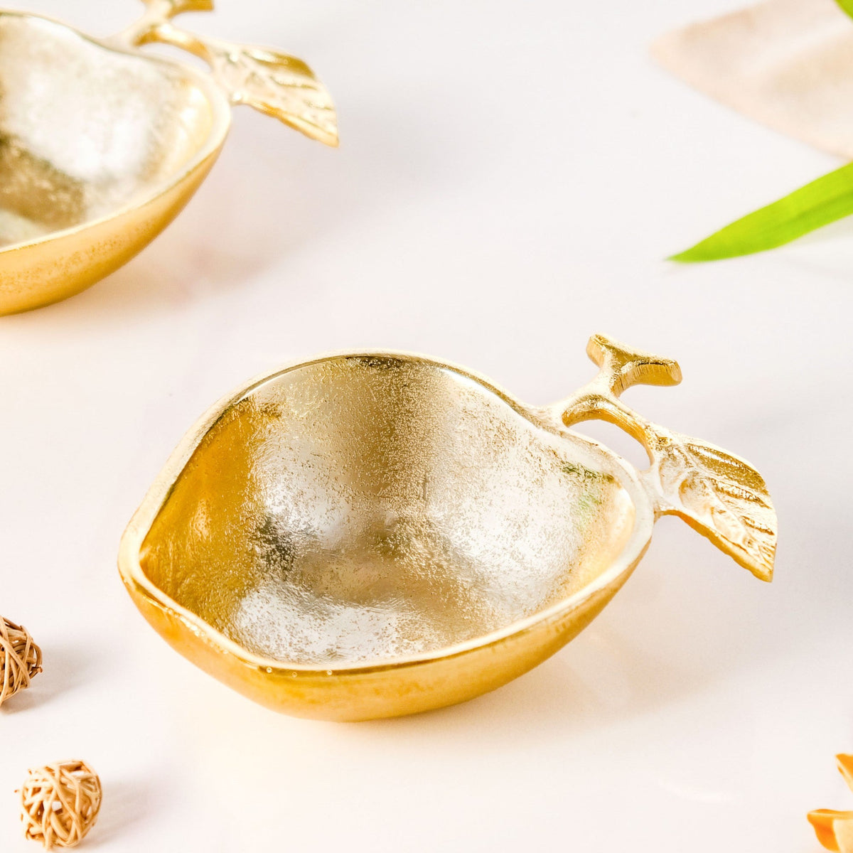 Golden Apple Trinket Bowl Set Of 2 Nestasia