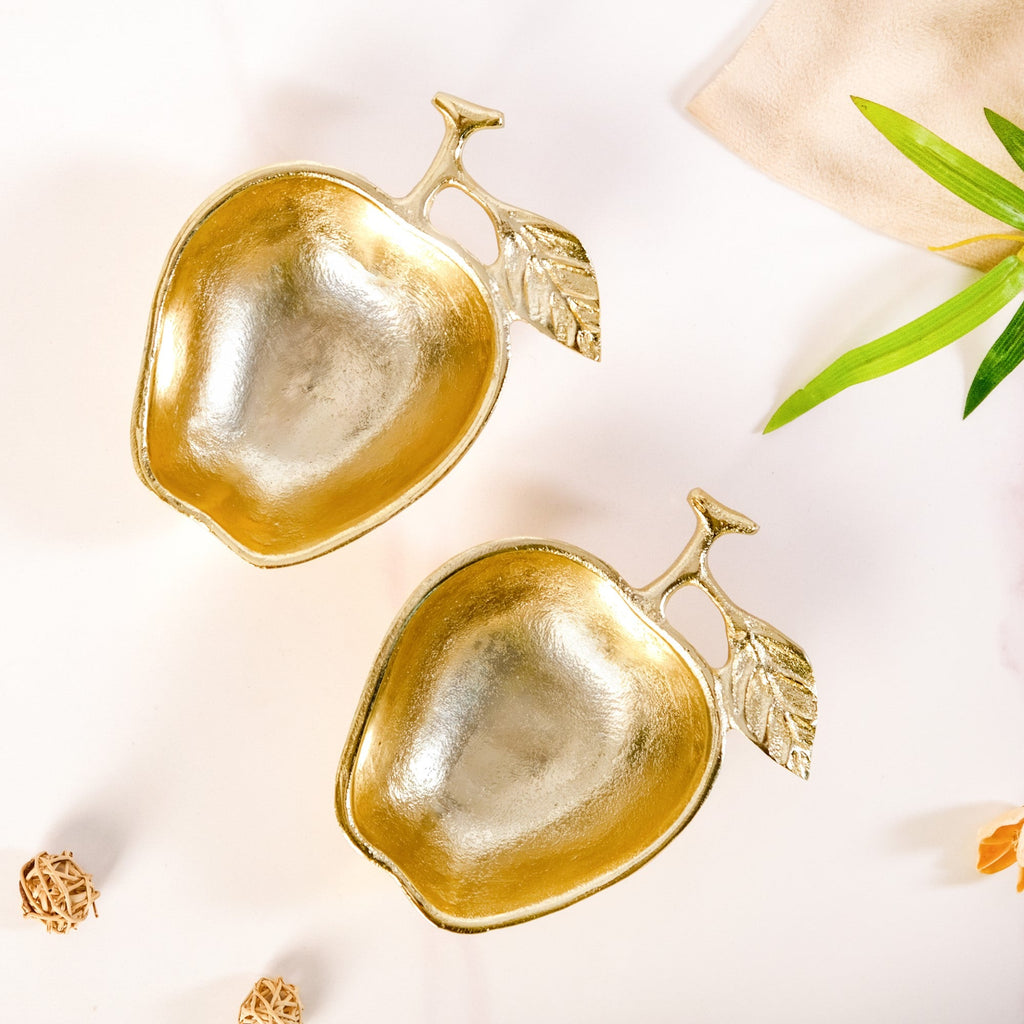 Golden Apple Trinket Bowl Set Of 2 Nestasia