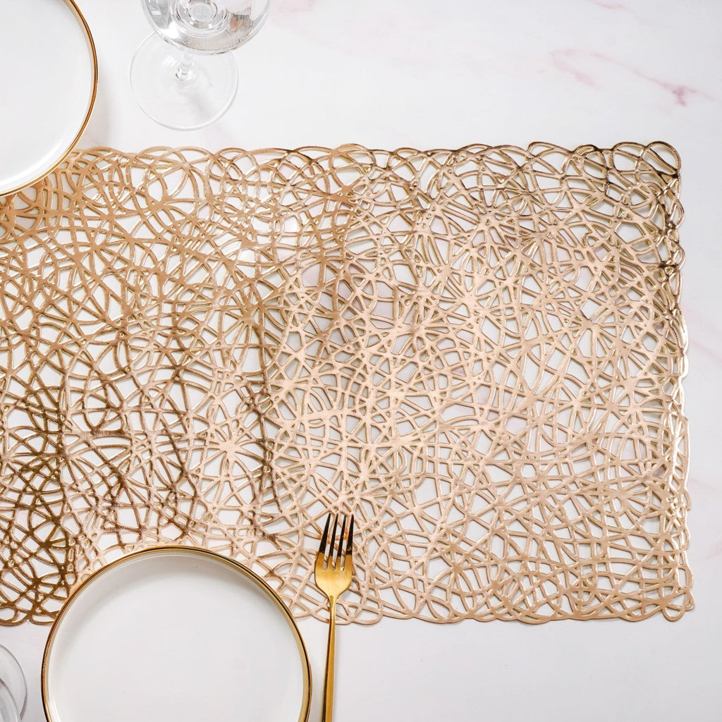 Laser Cut Style Table Runner Gold 90x35cm Nestasia