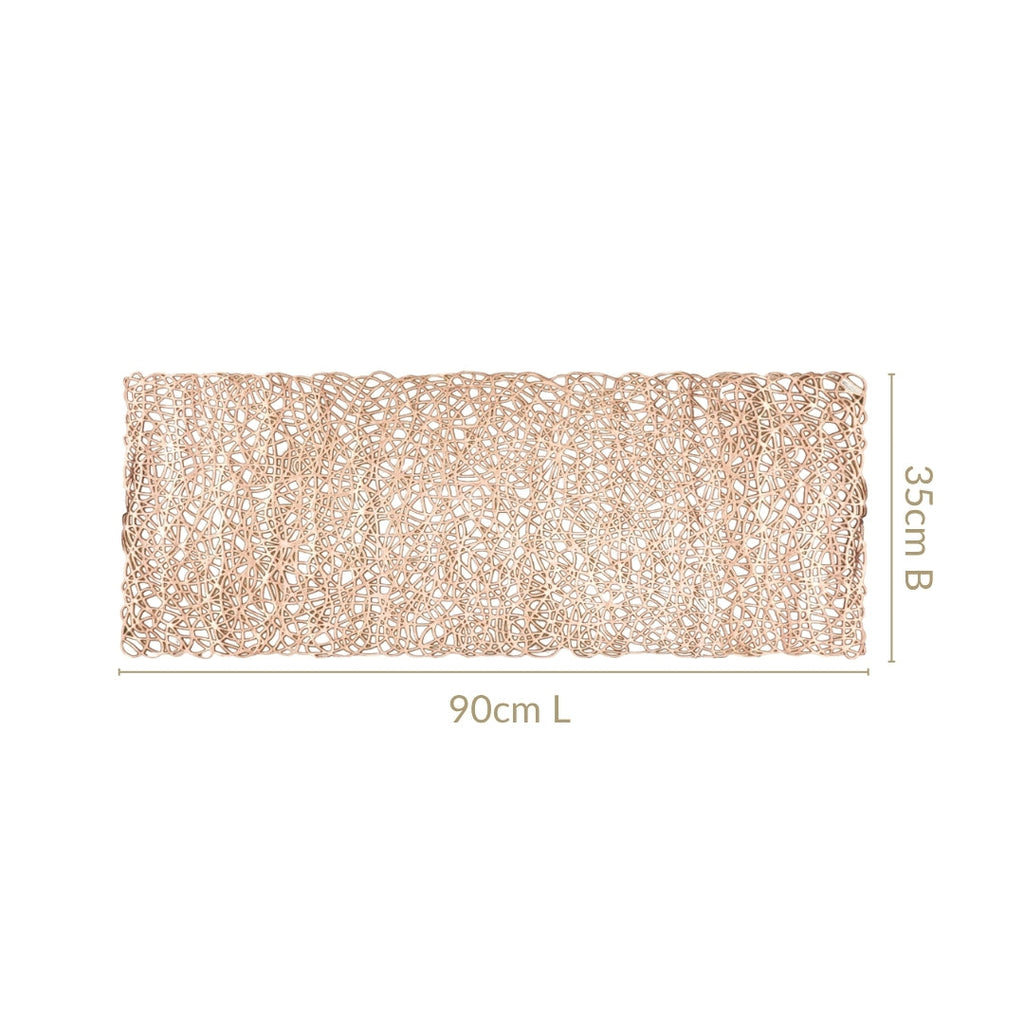Laser Cut Style Table Runner Gold 90x35cm Nestasia