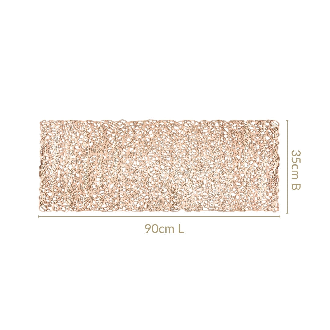 Laser Cut Style Table Runner Gold 90x35cm Nestasia