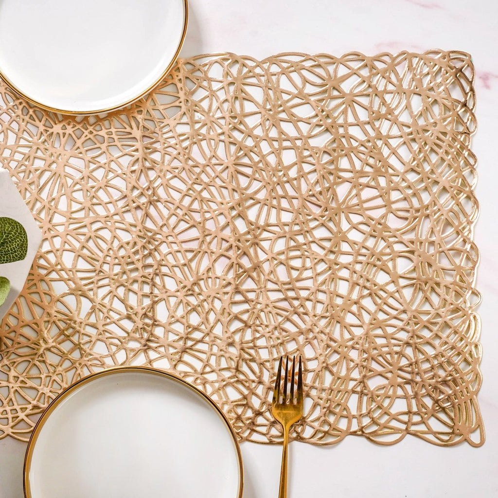 Laser Cut Style Table Runner Gold 90x35cm Nestasia