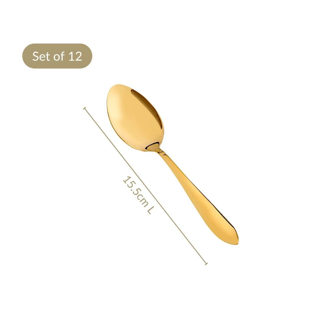 Gold PVD Coated Spoon Set Of 12 Nestasia