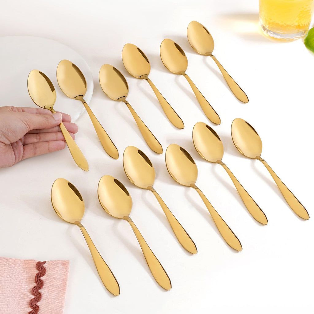Gold PVD Coated Spoon Set Of 12 Nestasia