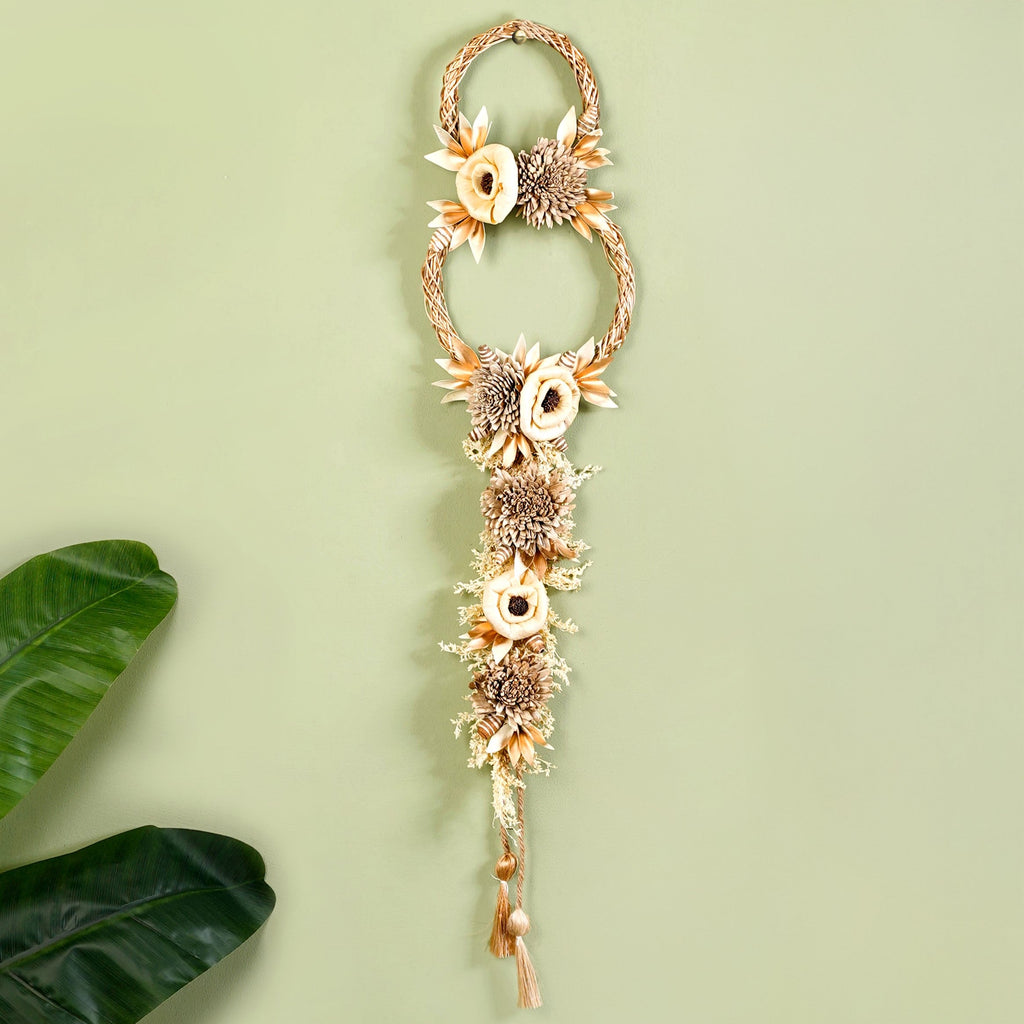 Golden Rings Dried Natural Flower Wall Hanging Nestasia
