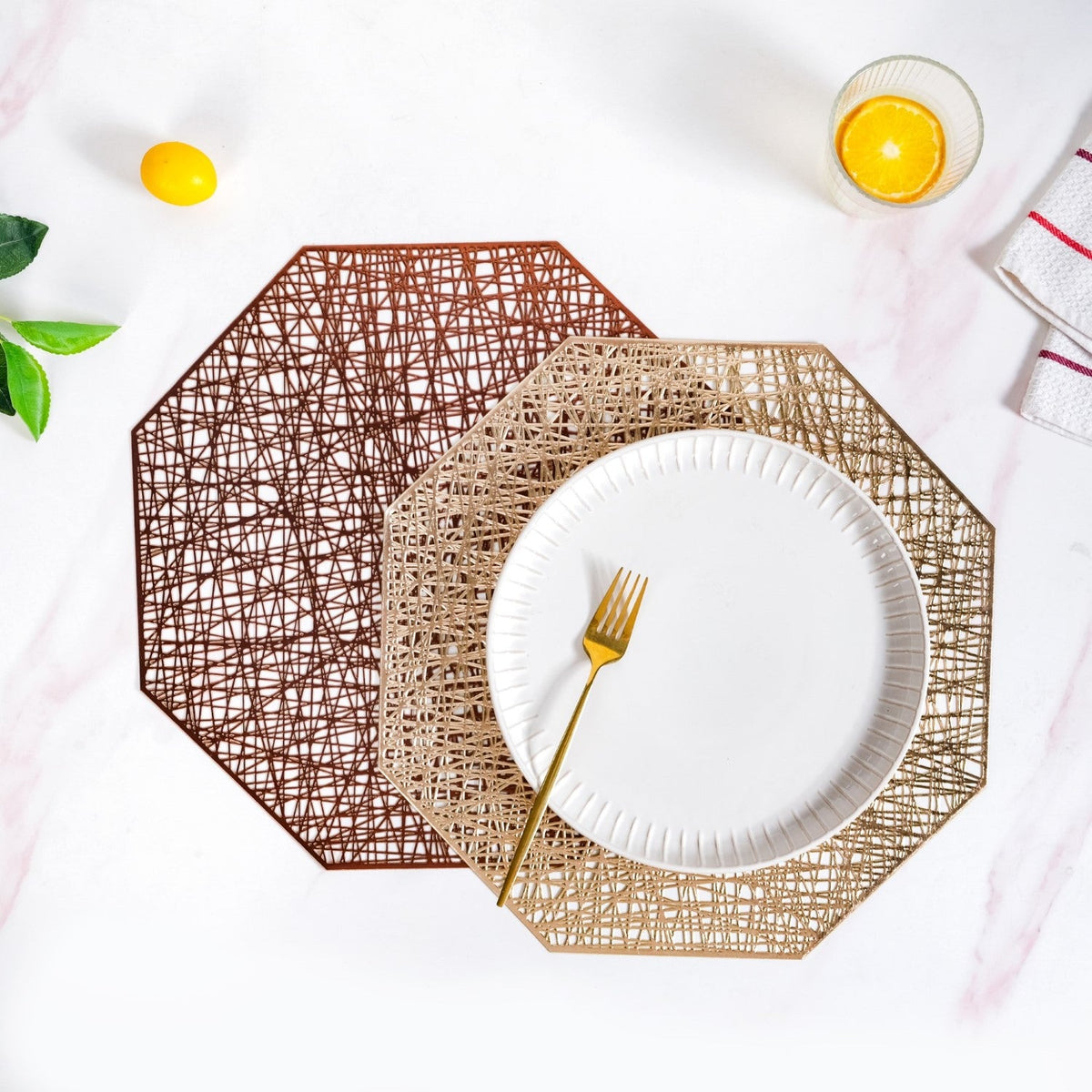 Golden Table Mat Set Of 6 Nestasia