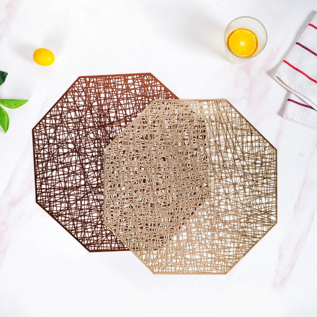 Golden Table Mat Set Of 6 Nestasia