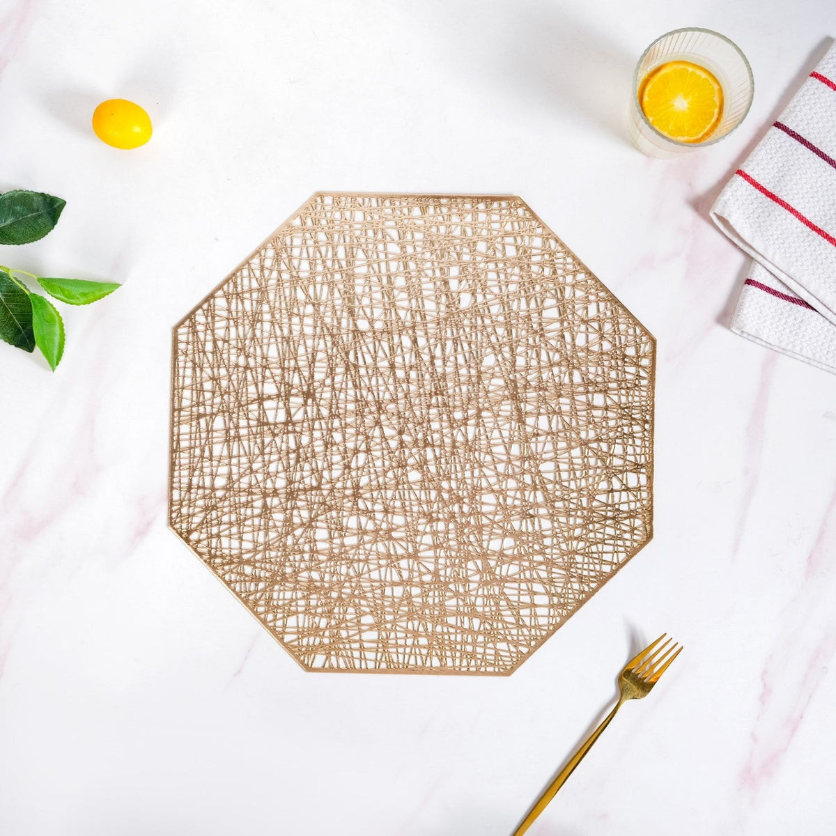 Golden Table Mat Set Of 6 Nestasia