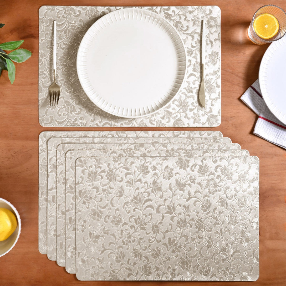 Golden Flower Placemat Set Of 6 Nestasia