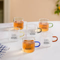 Good Morning Assorted Multicolour Handle Tea Cups Set Of 6 130ml Nestasia