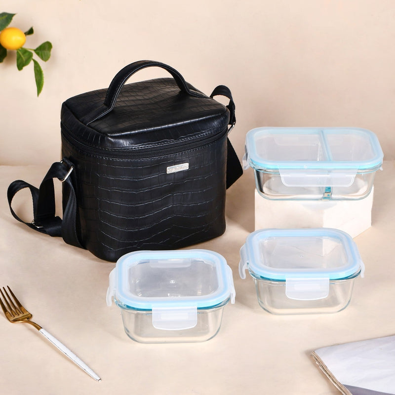 Gourmet Carry Lunch Bag Lunch Box Set Black Nestasia