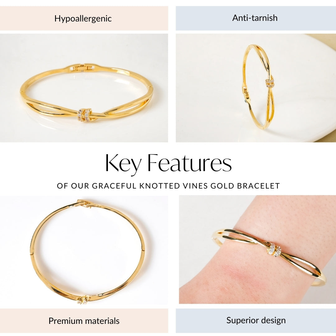 Graceful Knotted Vines Gold Bracelet Nestasia