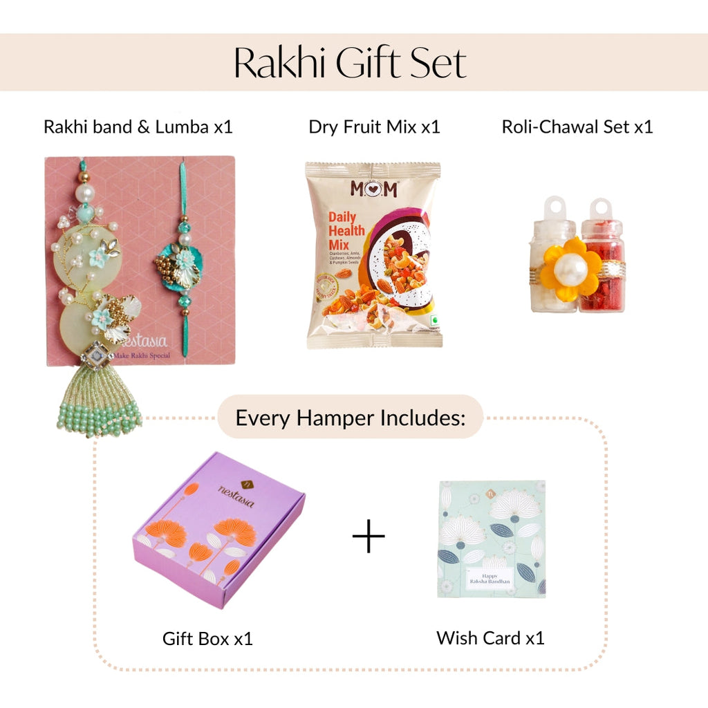 Graceful Green Rakhi Lumba Gift Set Nestasia
