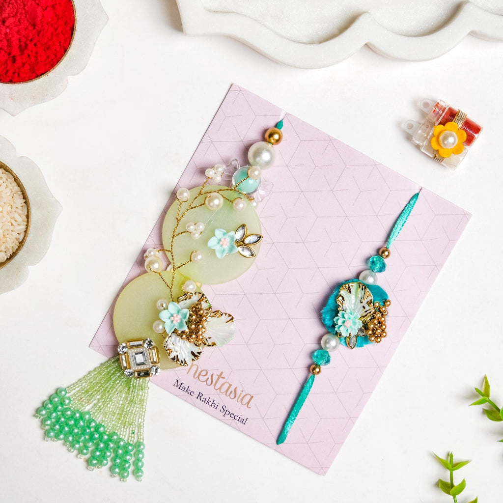 Graceful Green Rakhi Lumba Gift Set Nestasia