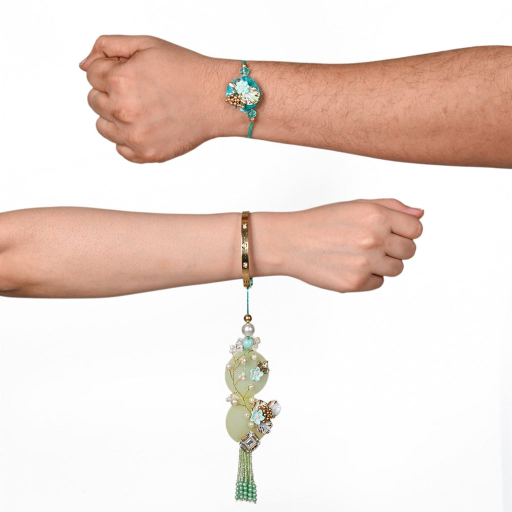 Graceful Green Rakhi Lumba Gift Set Nestasia