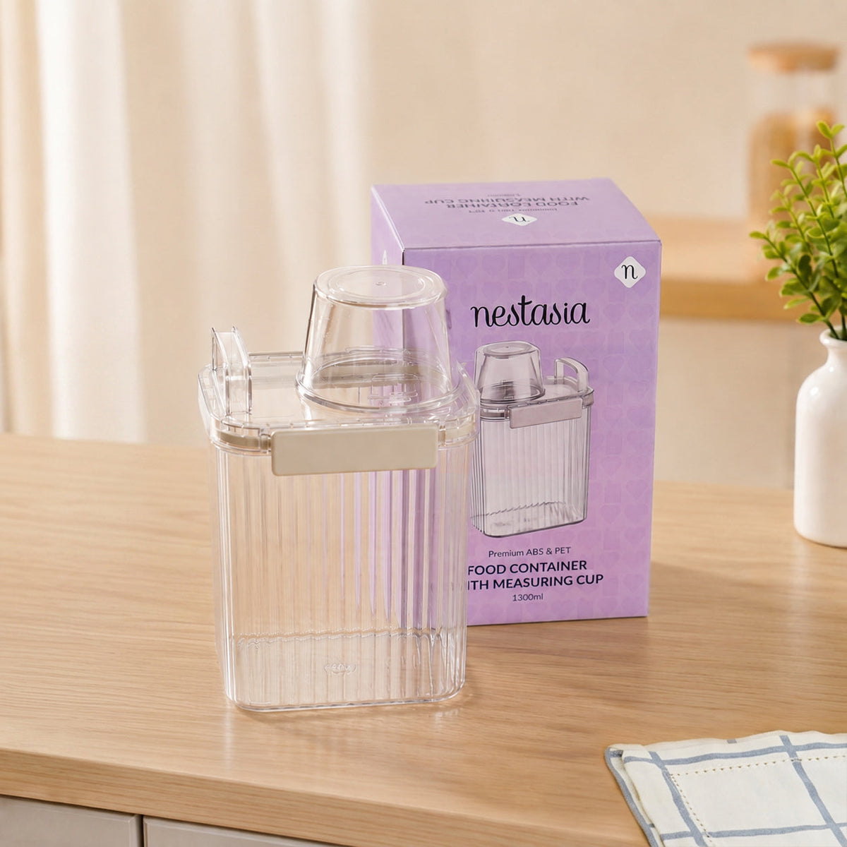 Grain Storage Container With Measuring Cup 1300ml Nestasia