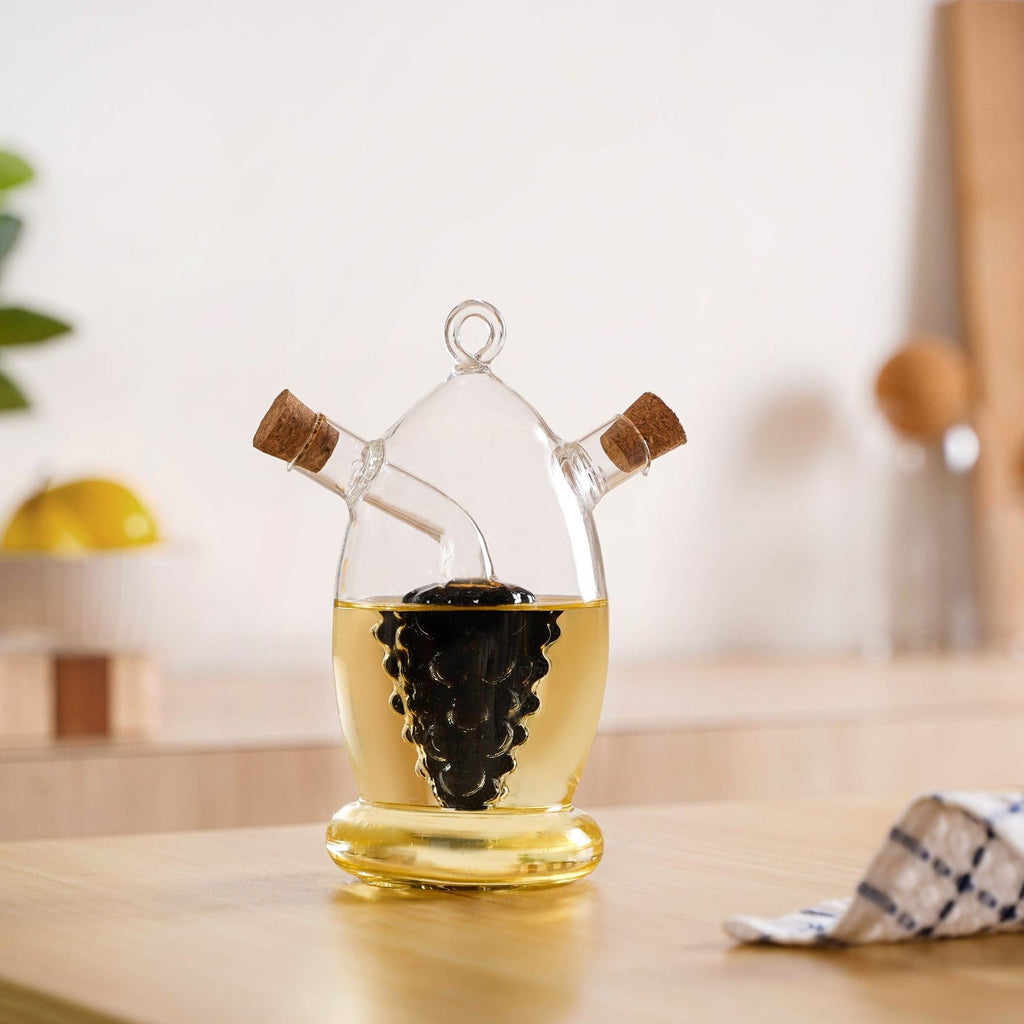 Grape Dual Glass Cruet For Gourmet Oils And Vinegar Nestasia