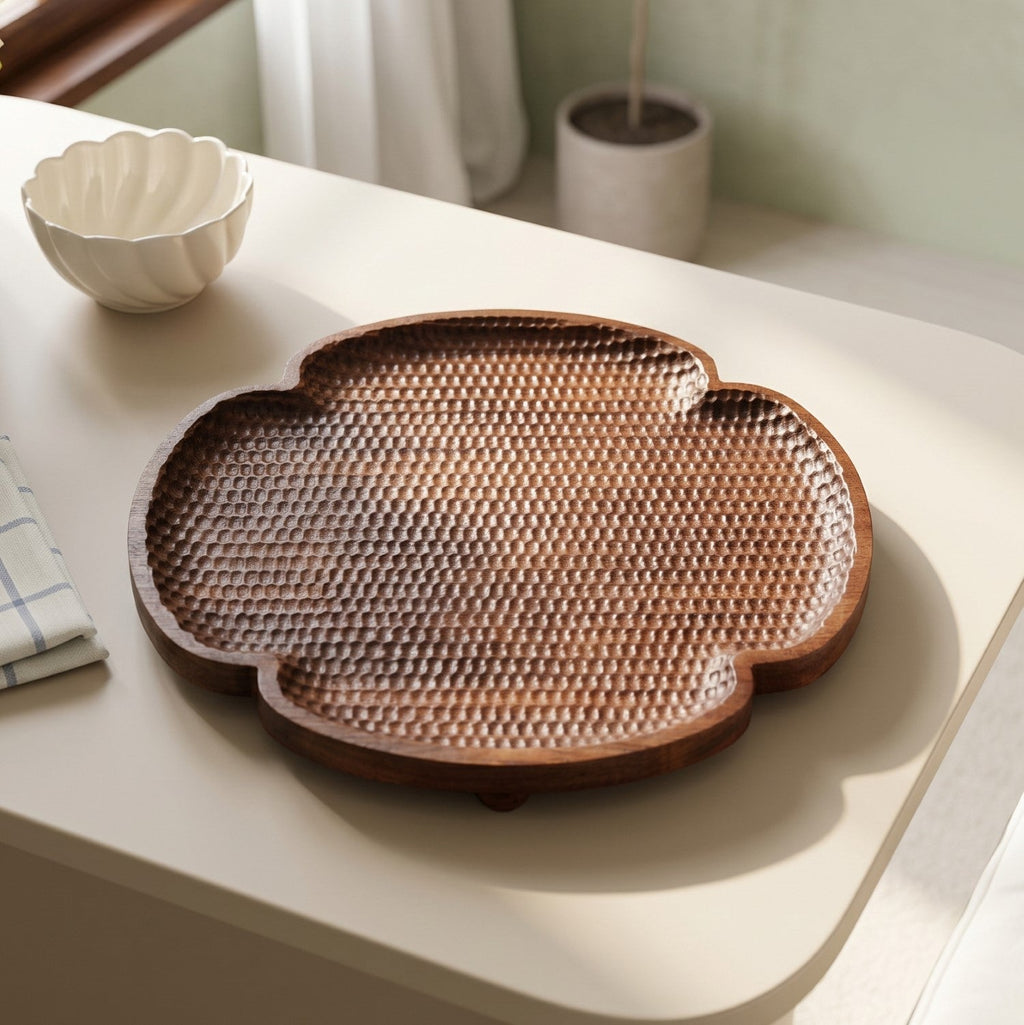Nero Floral Carved Platter 30x30cm Nestasia