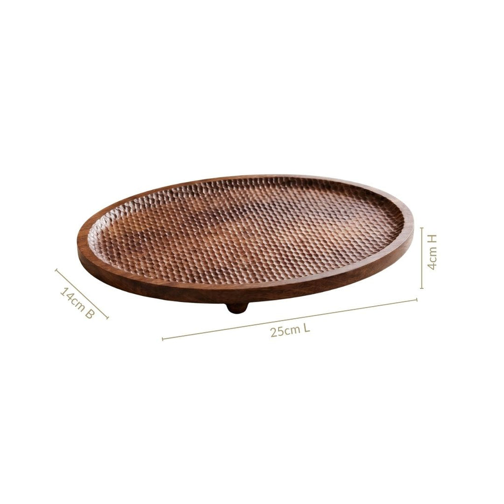 Mango Wood Carved Nero Platter Oval 25x14cm Nestasia