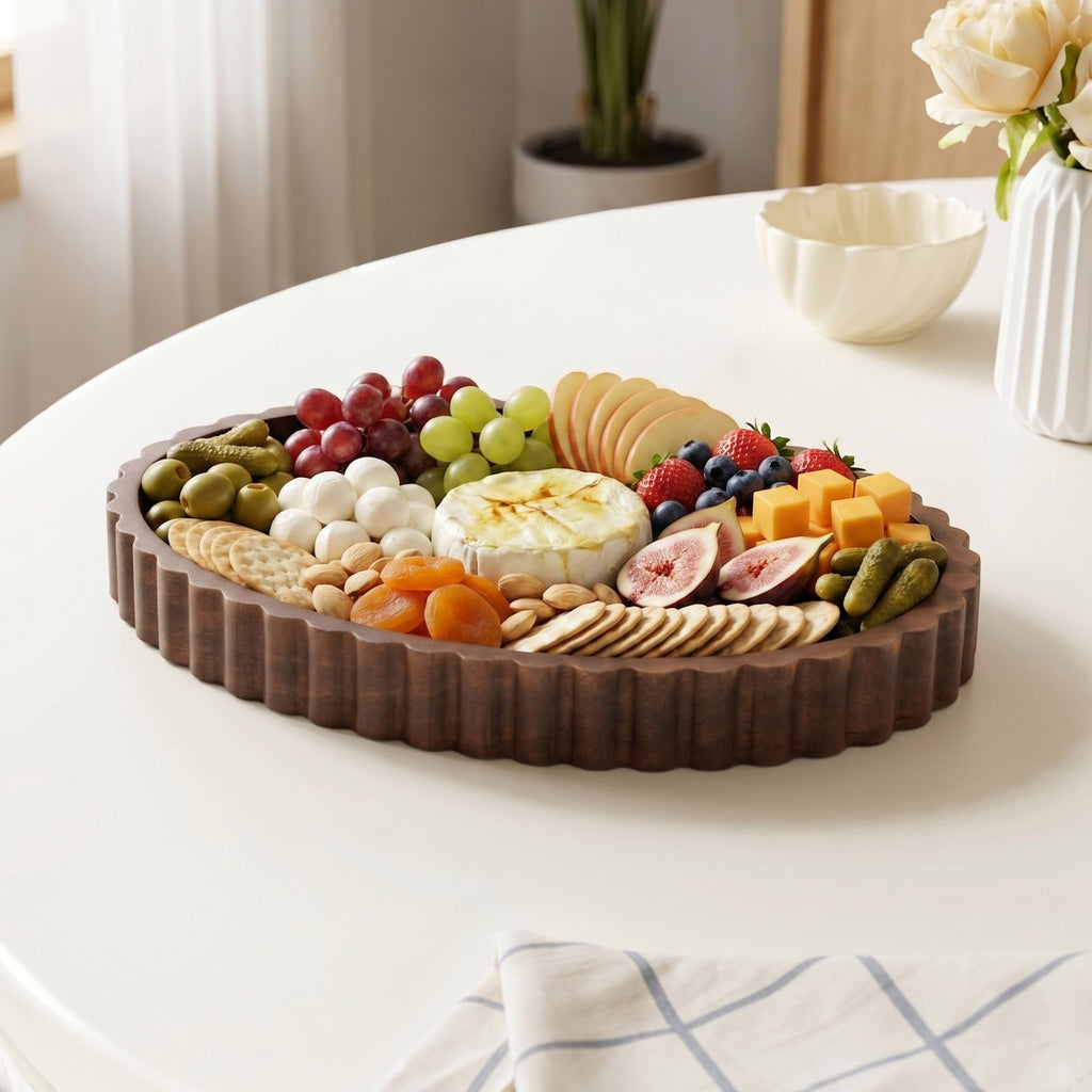 Scallop Rim Nero Platter Oval 35x25cm Nestasia