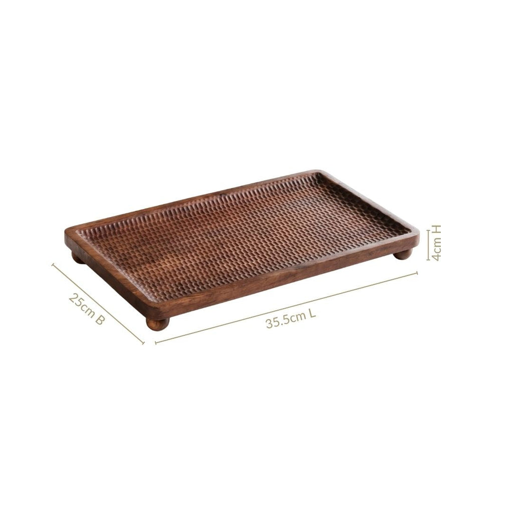 Wooden Nero Serving Platter Rectangle 35x25cm Nestasia