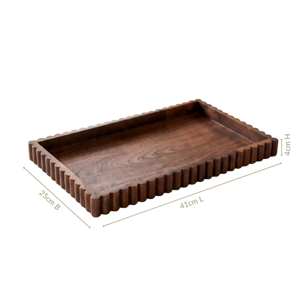 Scallop Rim Nero Platter Rectangle 41x25cm Nestasia