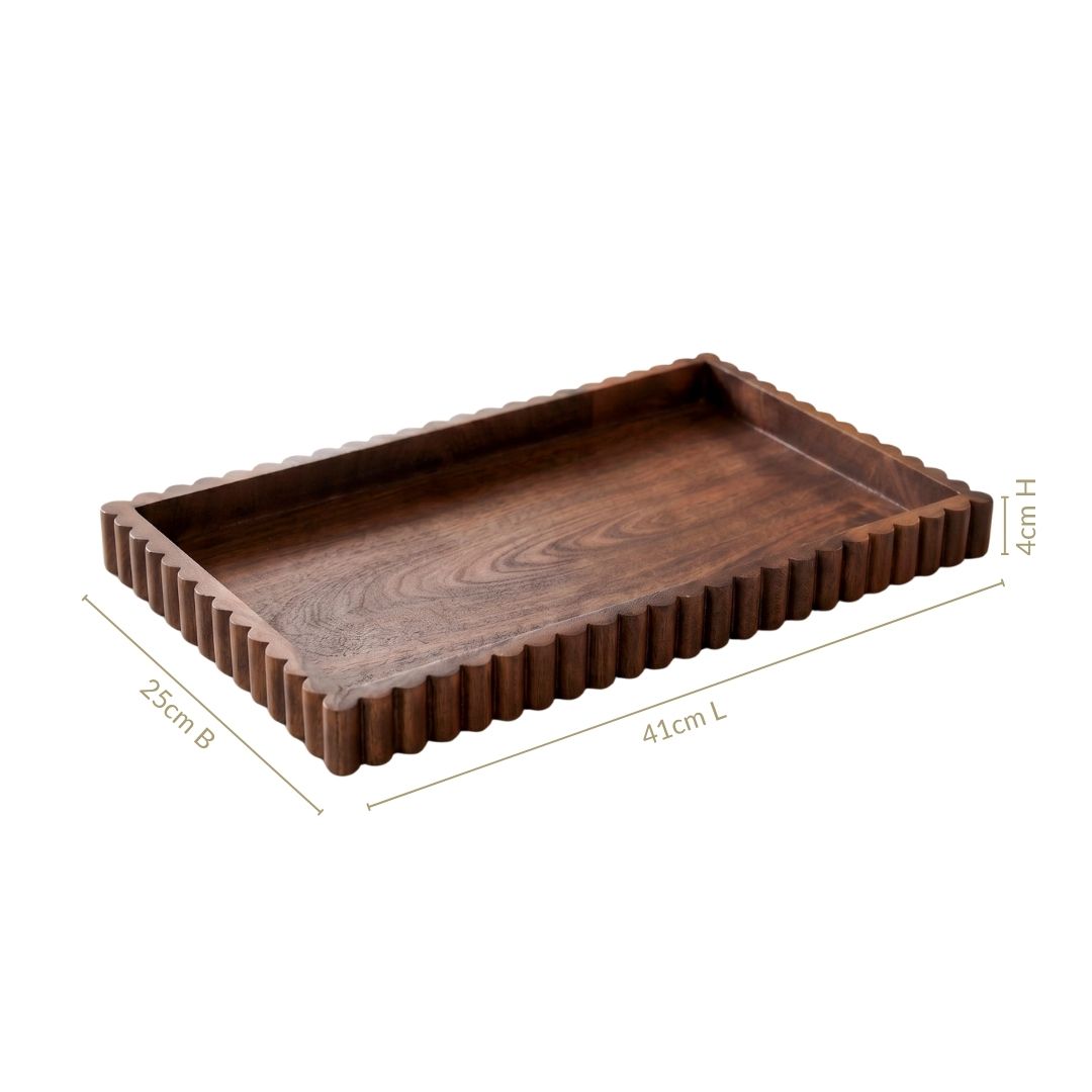 Scallop Rim Nero Platter Rectangle 41x25cm Nestasia