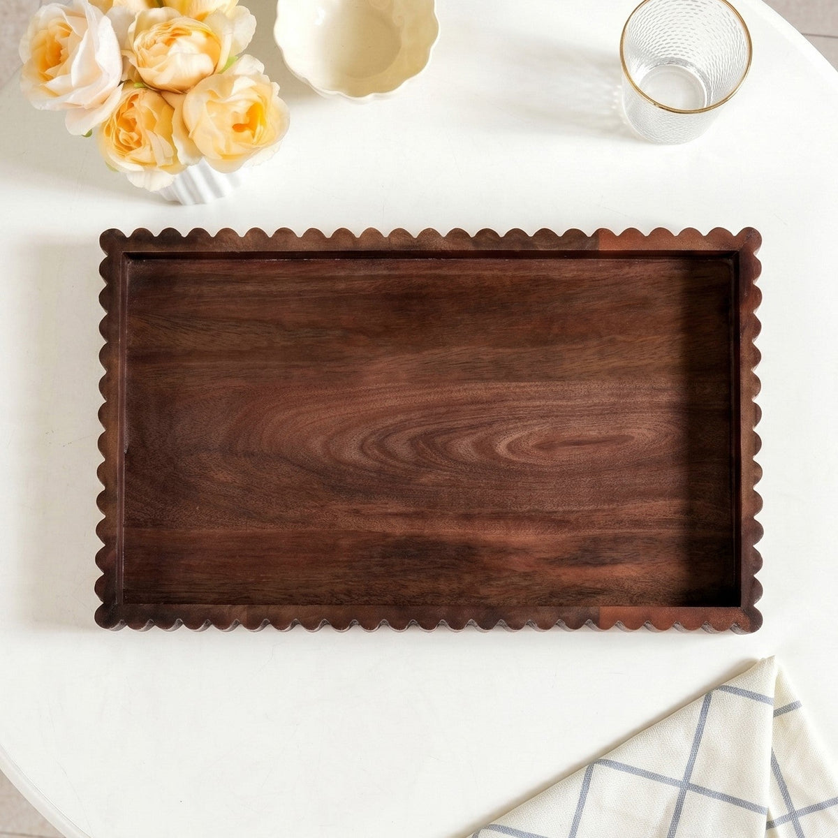 Scallop Rim Nero Platter Rectangle 41x25cm Nestasia