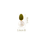Green And Gold Pearl Earrings Nestasia