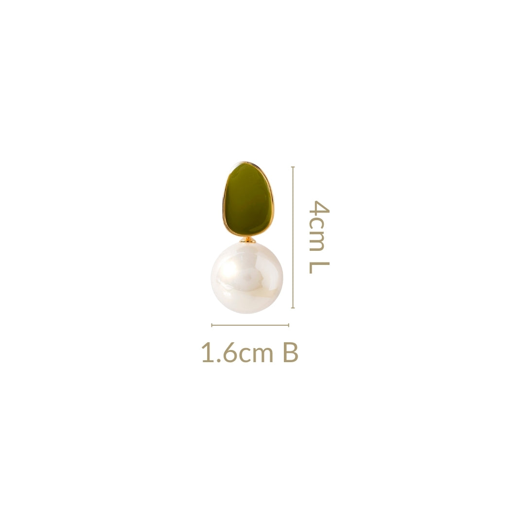 Green And Gold Pearl Earrings Nestasia