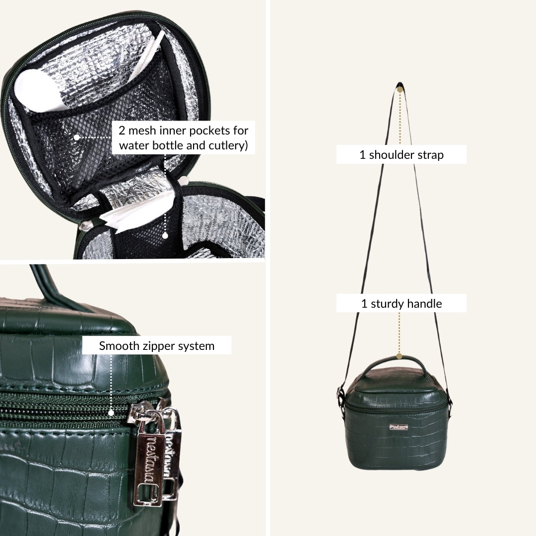 Green Croco Lunch Bag With Insulation Nestasia